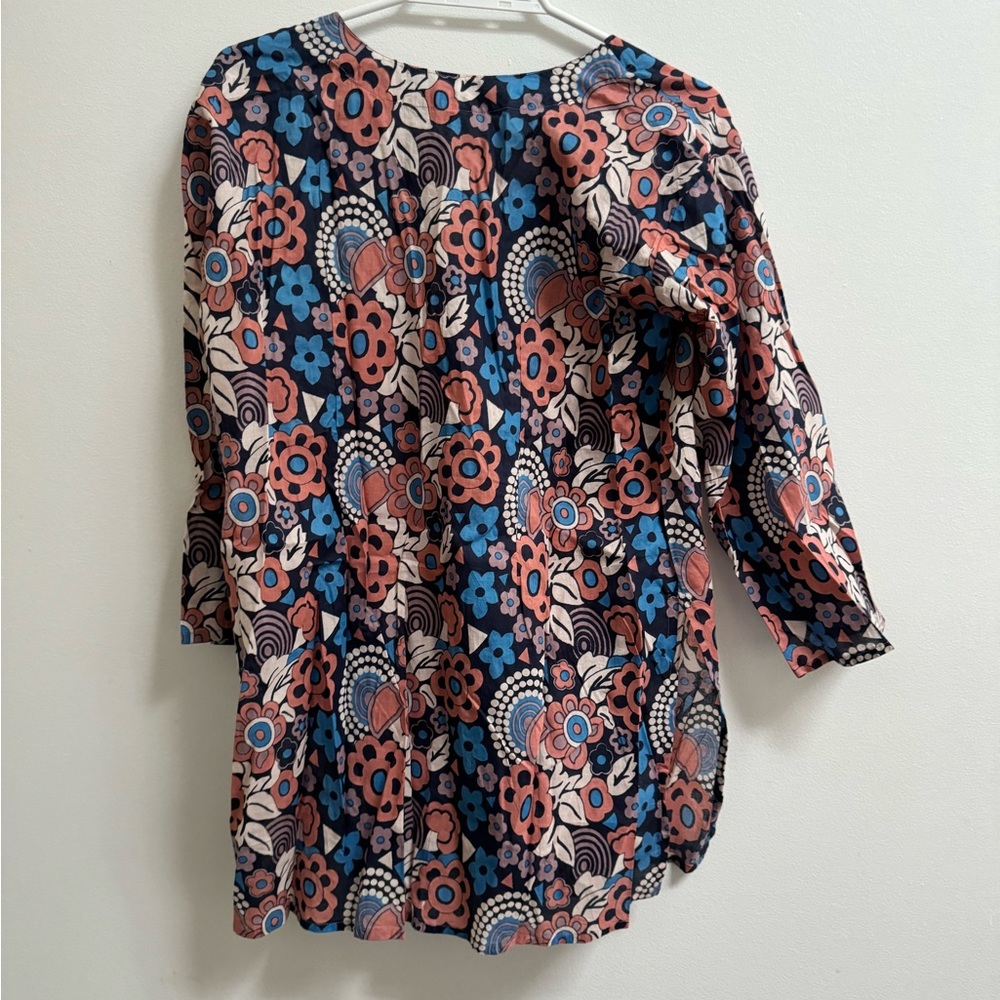 Boutique Floral Printed Cotton Blouse M - Picture 4 of 5